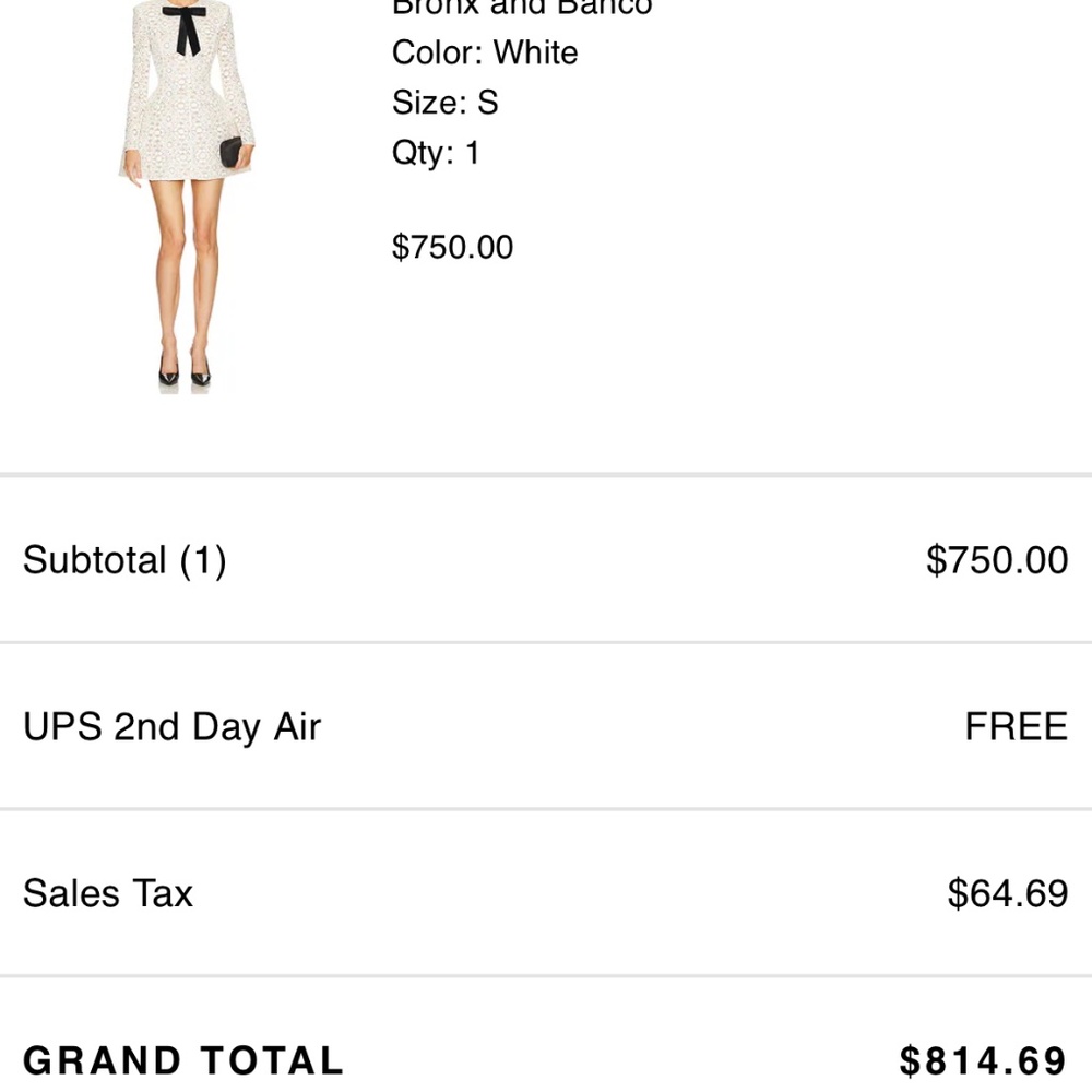 Bronx and Banco Cream Lace Long Sleeve Dress with Black Bow - Picture 5 of 5
